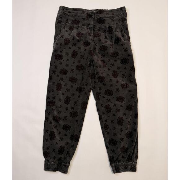 Anthropologie Pants - Anthropologie Pants Womens Medium Gray Floral Corduroy Joggers Elastic Cuff